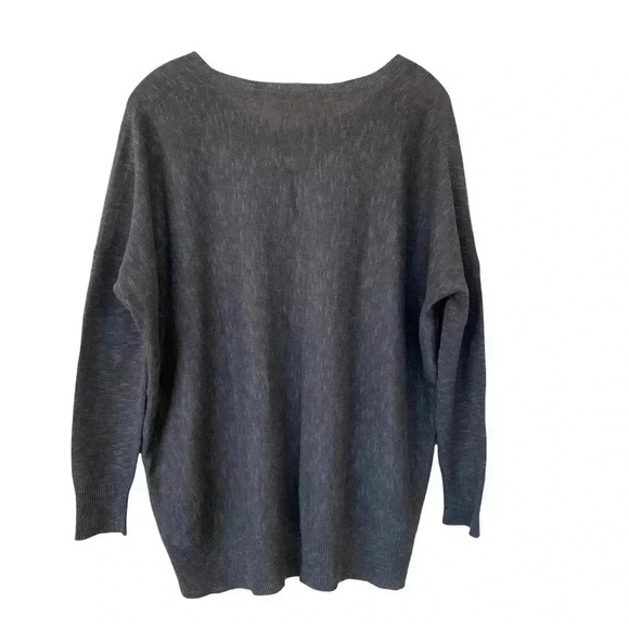 Eileen Fisher Gray Sweater XS Linen Blend Space Dye Crewneck Long Sleeves - Picture 2 of 9